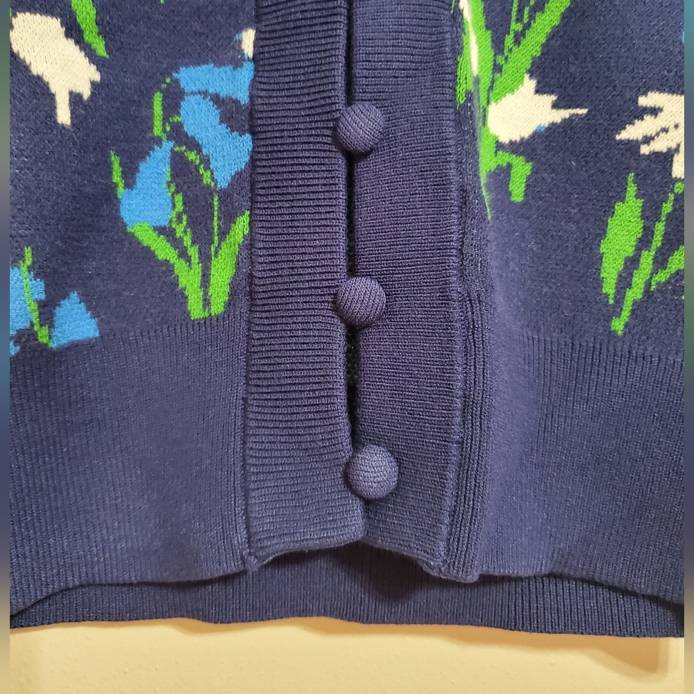 Kate Spade New York Women's Mixed Floral Cardigan - Blue/Green/White XS - Picture 8 of 15